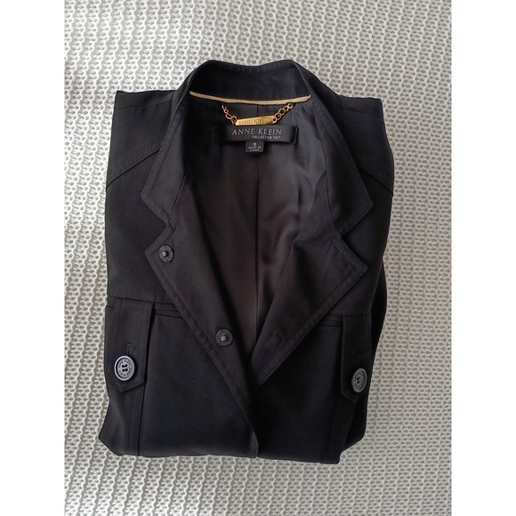 Anne Klein Collection Belted Safari Blazer Black Rayn Cotton Jacket Women 8 NWOT - Picture 16 of 16